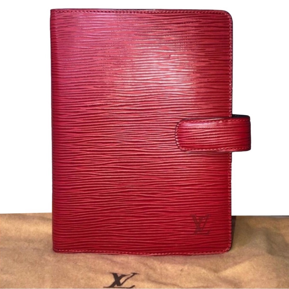 LOUIS VUITTON Red Epi Leather Notebook Agenda Passport Cover MM